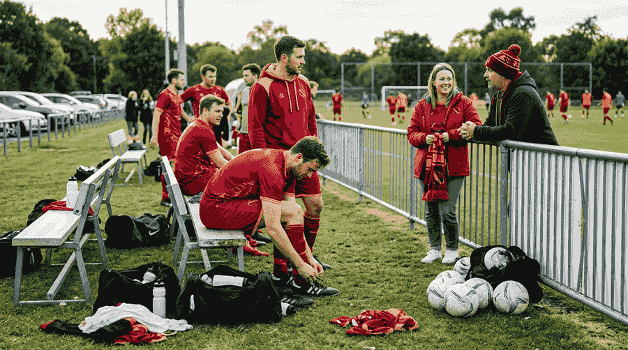 Match kit laid out before a fixture